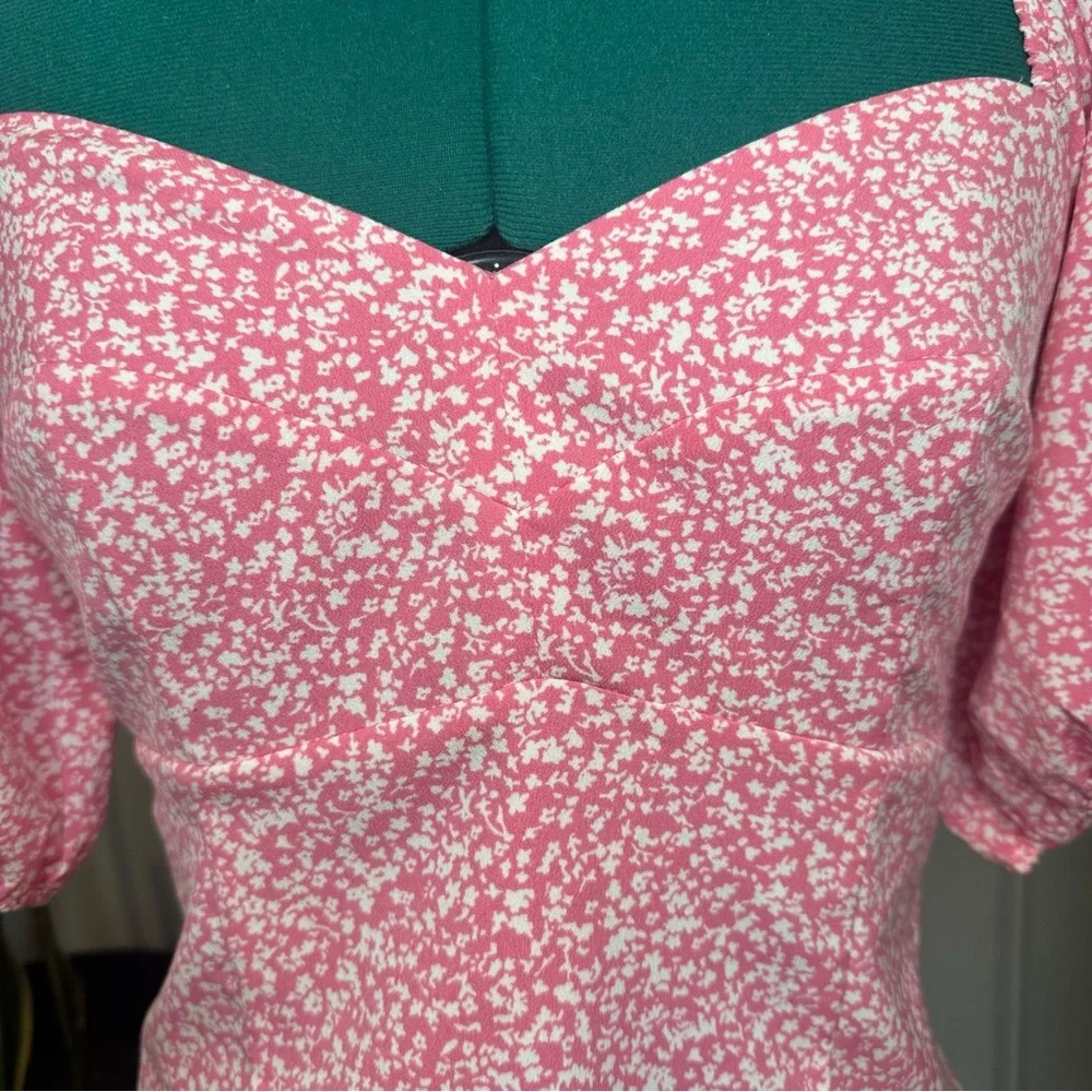 Abercrombie & Fitch Pink Floral Sweetheart Puff Sleeve Top